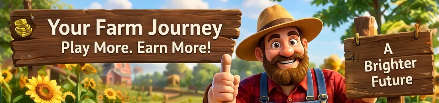 Your Farm Journey. Play more. Earn more! A brighter future.